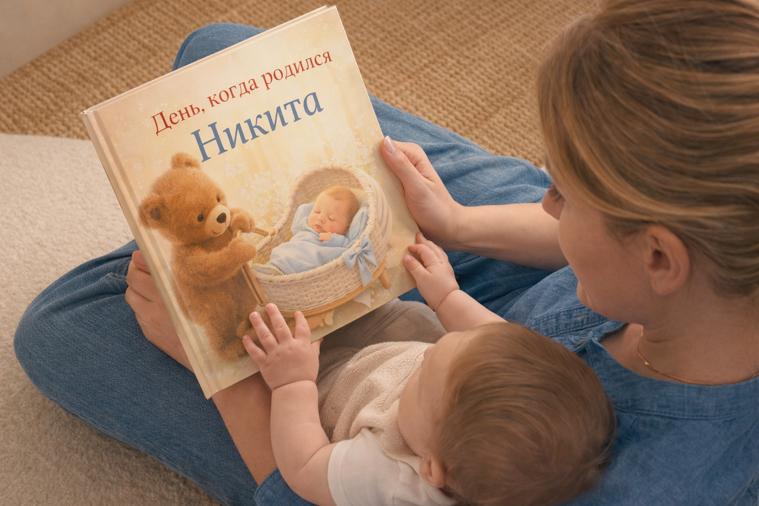 Мама читает книгу малышу
